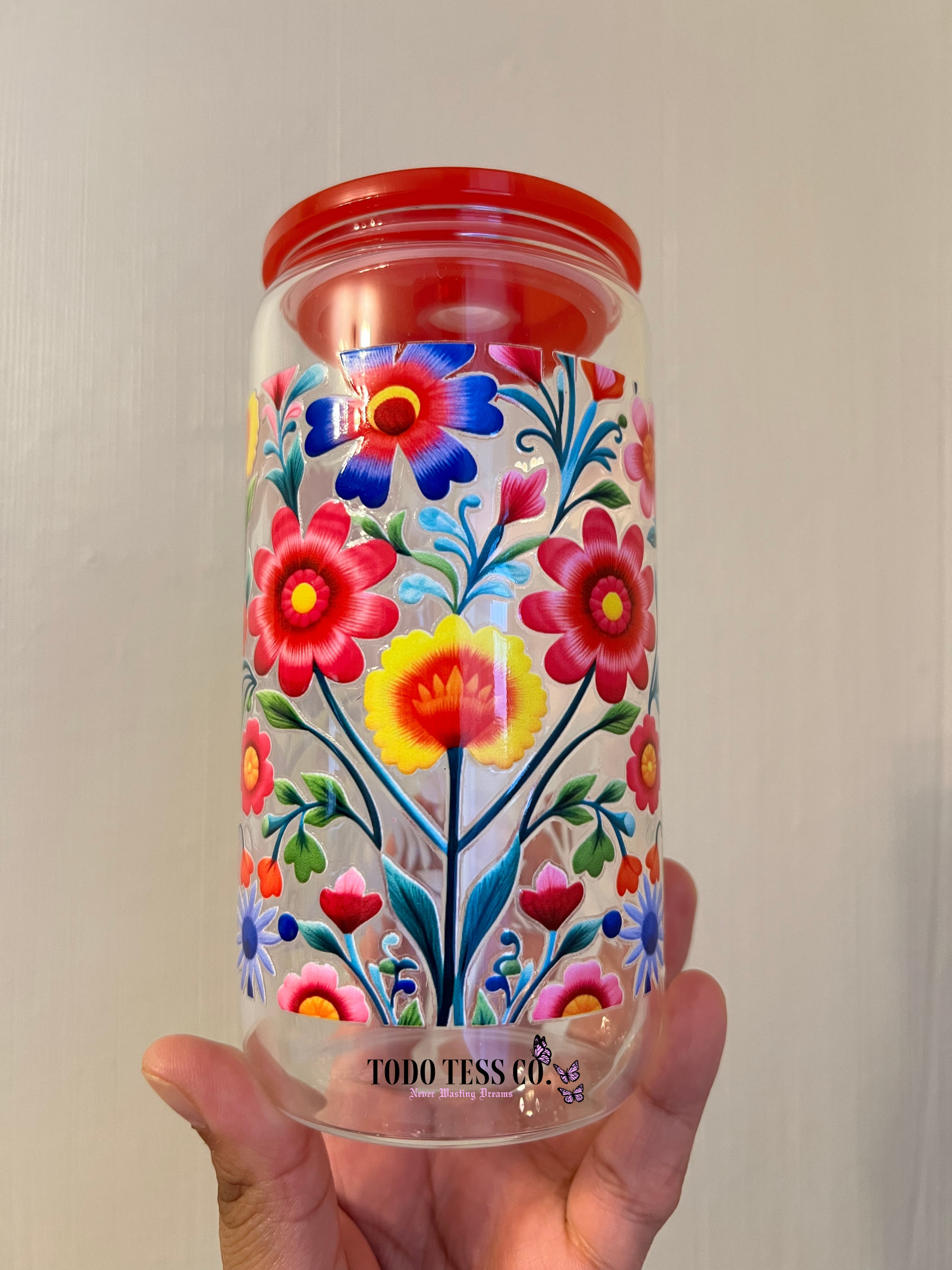 Mexican Flowers (A) | Beer Glass Tumbler